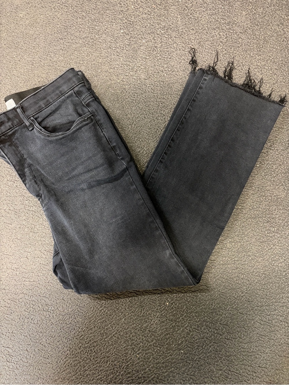 Women’s Black Washed Fringe Hem Jeans